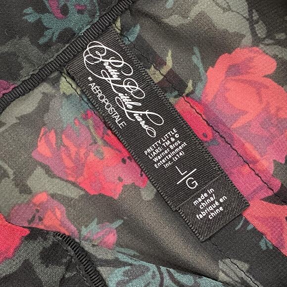Aeropostale Top Womens Large Black Sheer Dark Floral Whimsigoth Romantic Witchy - Picture 12 of 14